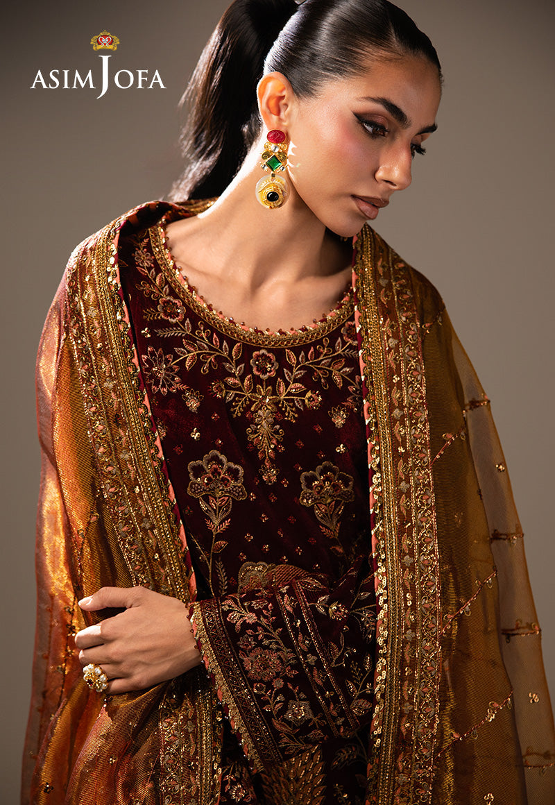 AJULM-07 Embroidered Velvet Unstitched 3 Pcs