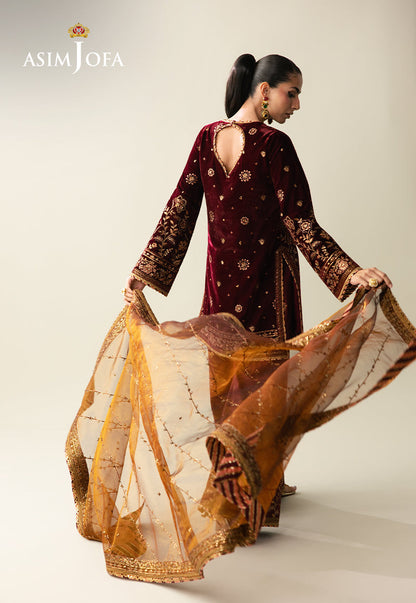 AJULM-07 Embroidered Velvet Unstitched 3 Pcs