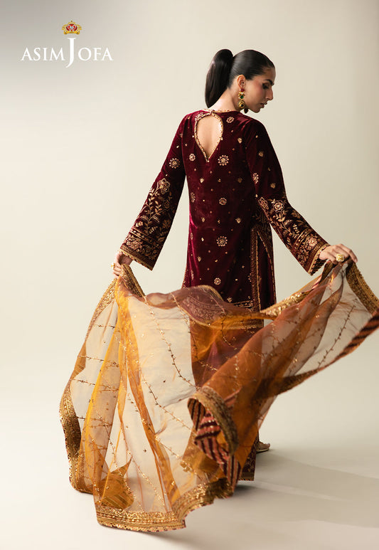 AJULM-07 Embroidered Velvet Unstitched 3 Pcs