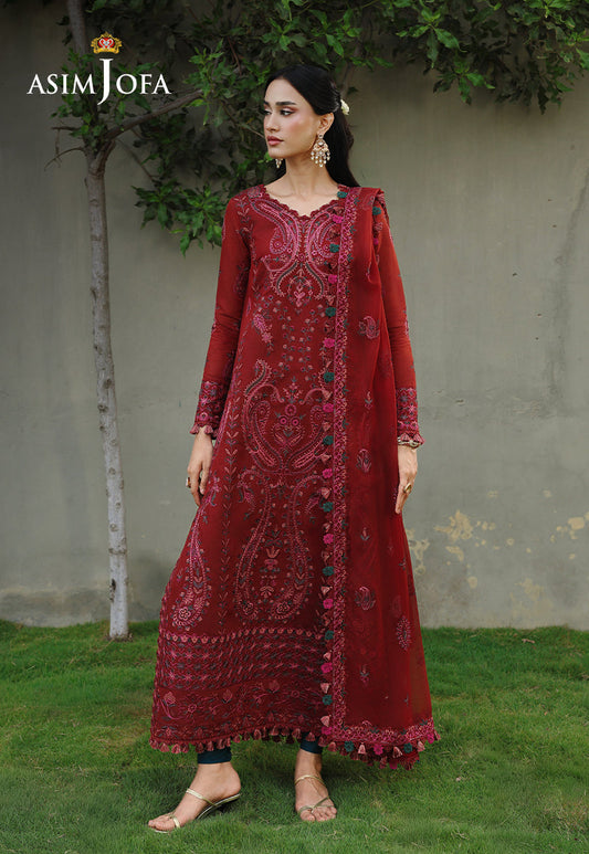 AJULC-05 Embroidered Paper Cotton Unstitched 3 Pcs