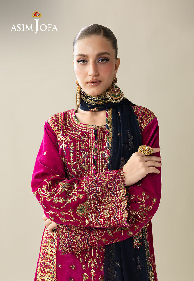 AJULM-03 Embroidered Velvet Unstitched 3 Pcs