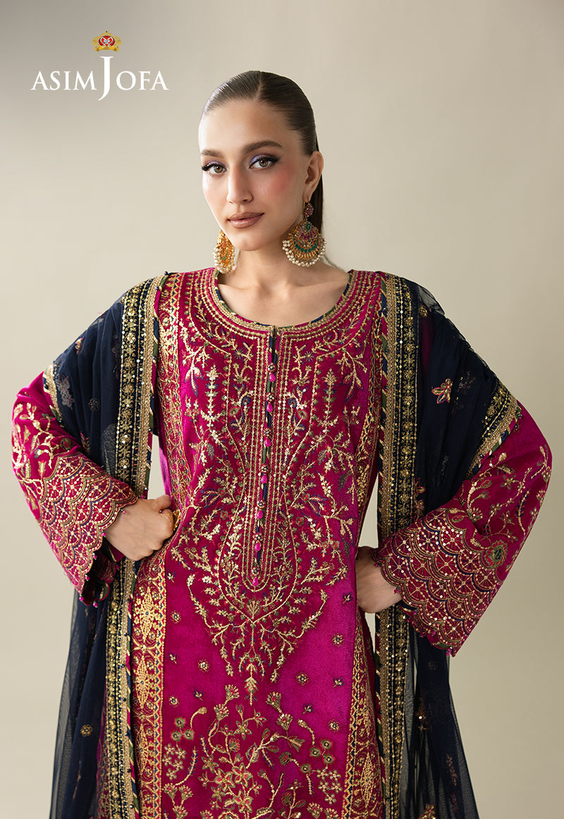 AJULM-03 Embroidered Velvet Unstitched 3 Pcs