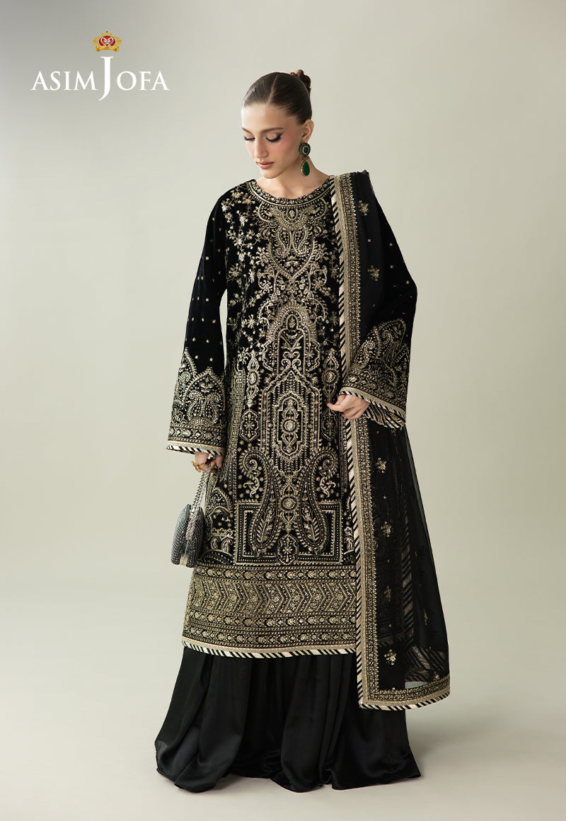 AJULM-01 Embroidered Velvet Unstitched 3 Pcs