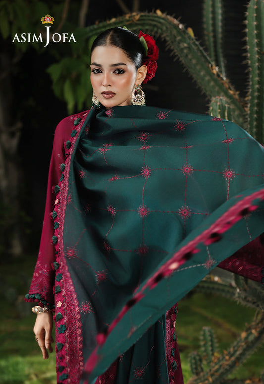 AJULC-04 Embroidered Paper Cotton Unstitched 3 Pcs