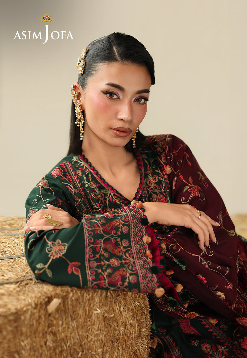 AJULK-04 Embroidered Rod Unstitched 3 Pcs