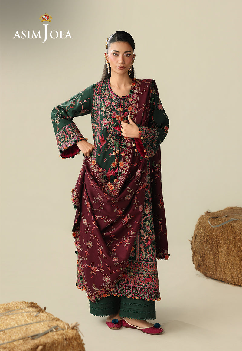 AJULK-04 Embroidered Rod Unstitched 3 Pcs