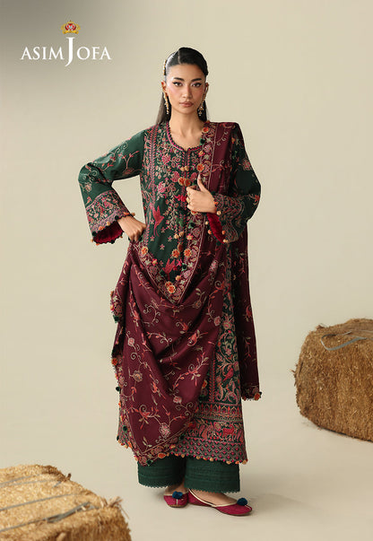 AJULK-04 Embroidered Rod Unstitched 3 Pcs