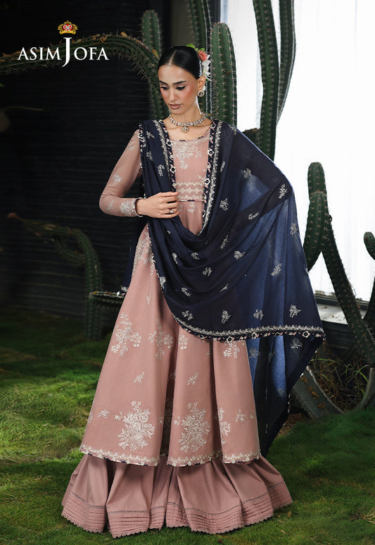AJULC-02 Embroidered Paper Cotton Unstitched 3 Pcs