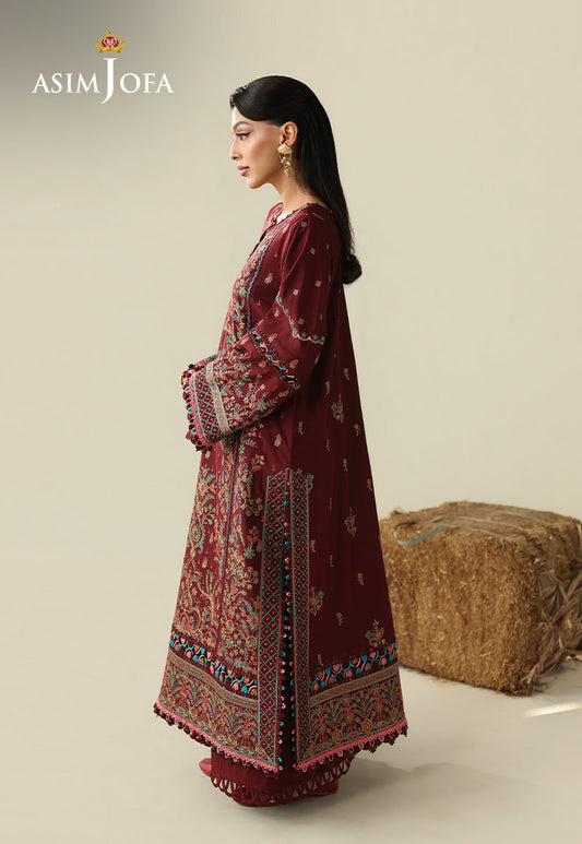 AJULK-08 Embroidered Rod Unstitched 3 Pcs