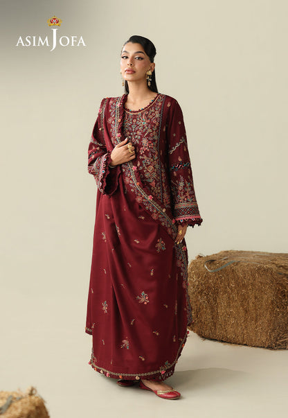 AJULK-08 Embroidered Rod Unstitched 3 Pcs