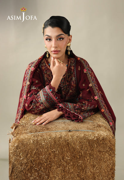 AJULK-08 Embroidered Rod Unstitched 3 Pcs
