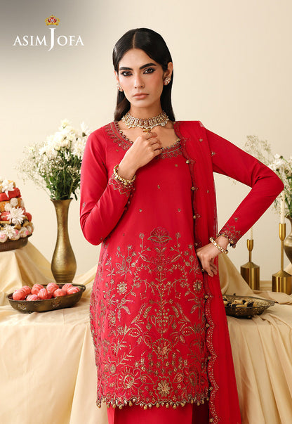AJULIH-08 Embroidered Twisted Silk Unstitched 3 Pcs