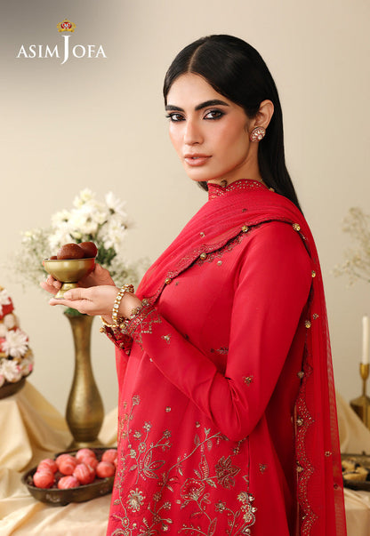 AJULIH-08 Embroidered Twisted Silk Unstitched 3 Pcs