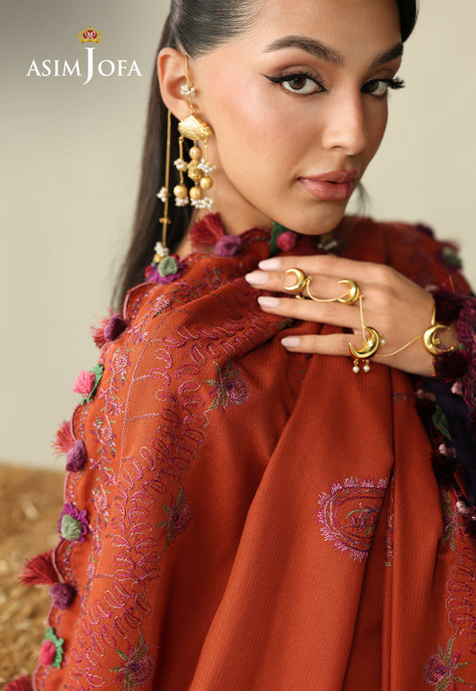 AJULK-05 Embroidered Rod Unstitched 3 Pcs