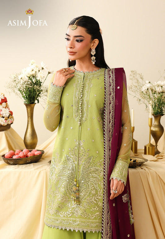 AJULIH-10 Embroidered Net Unstitched 3 Pcs
