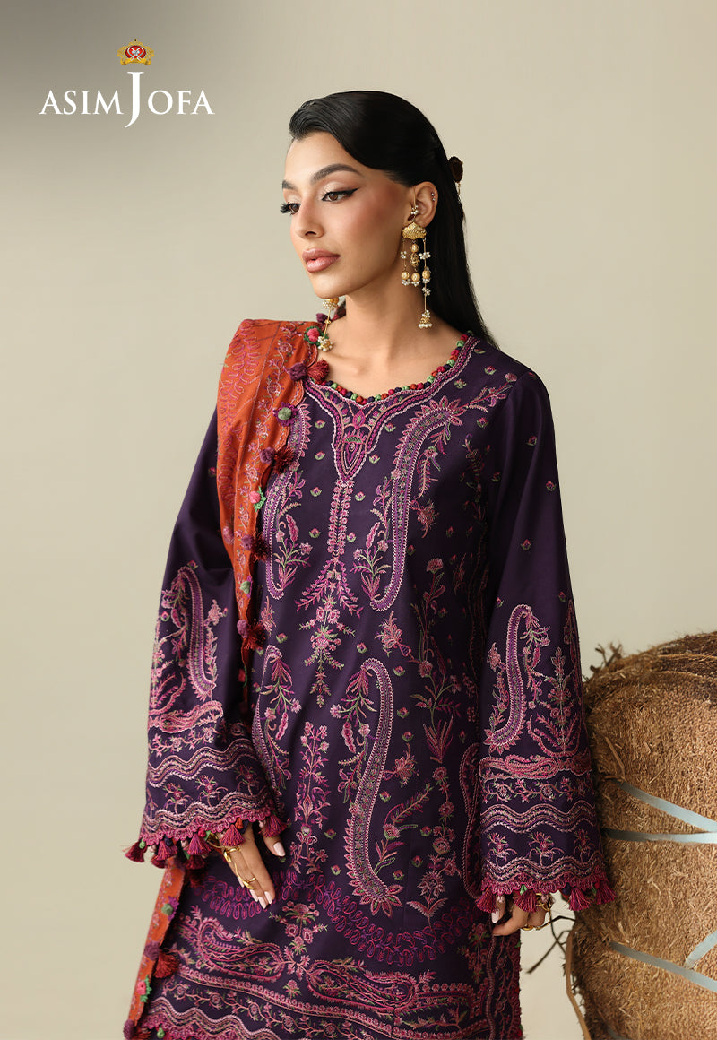 AJULK-05 Embroidered Rod Unstitched 3 Pcs