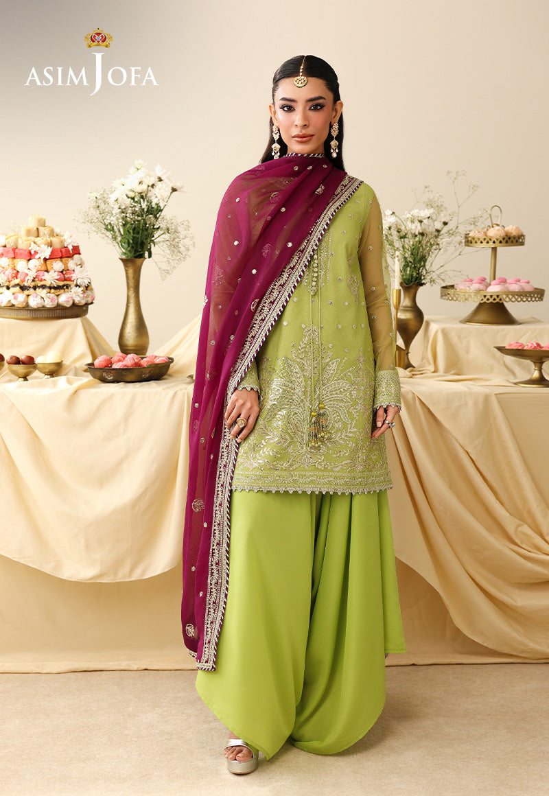 AJULIH-10 Embroidered Net Unstitched 3 Pcs
