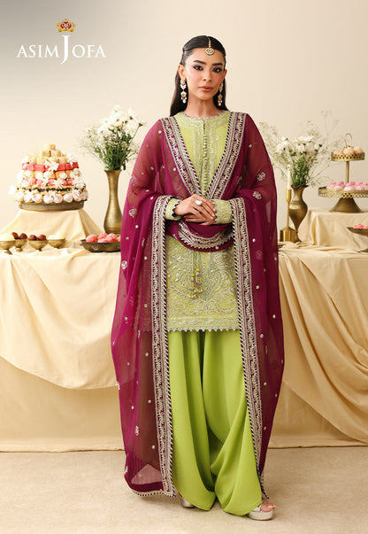 AJULIH-10 Embroidered Net Unstitched 3 Pcs