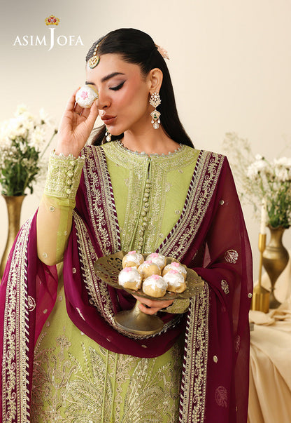 AJULIH-10 Embroidered Net Unstitched 3 Pcs