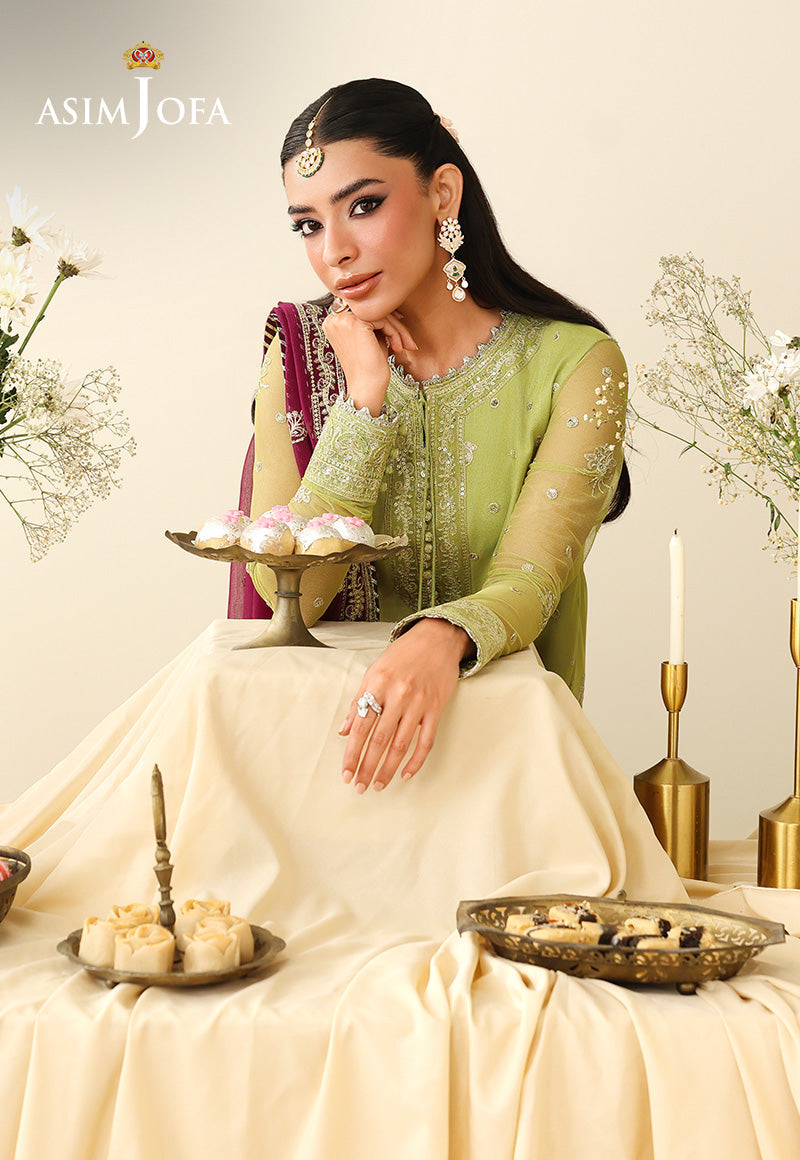 AJULIH-10 Embroidered Net Unstitched 3 Pcs