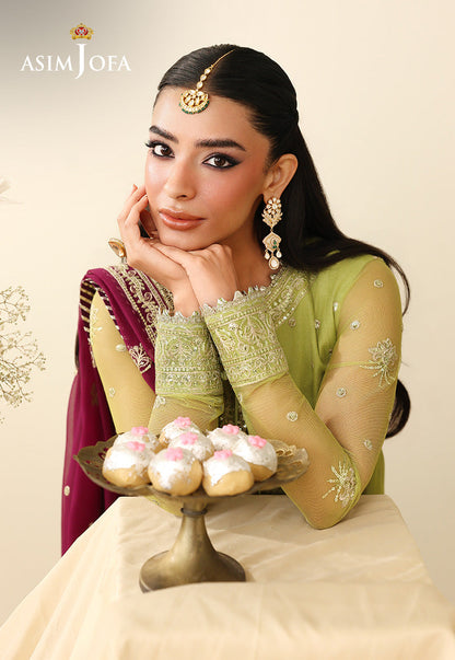 AJULIH-10 Embroidered Net Unstitched 3 Pcs