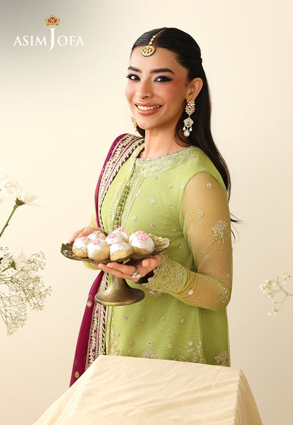 AJULIH-10 Embroidered Net Unstitched 3 Pcs
