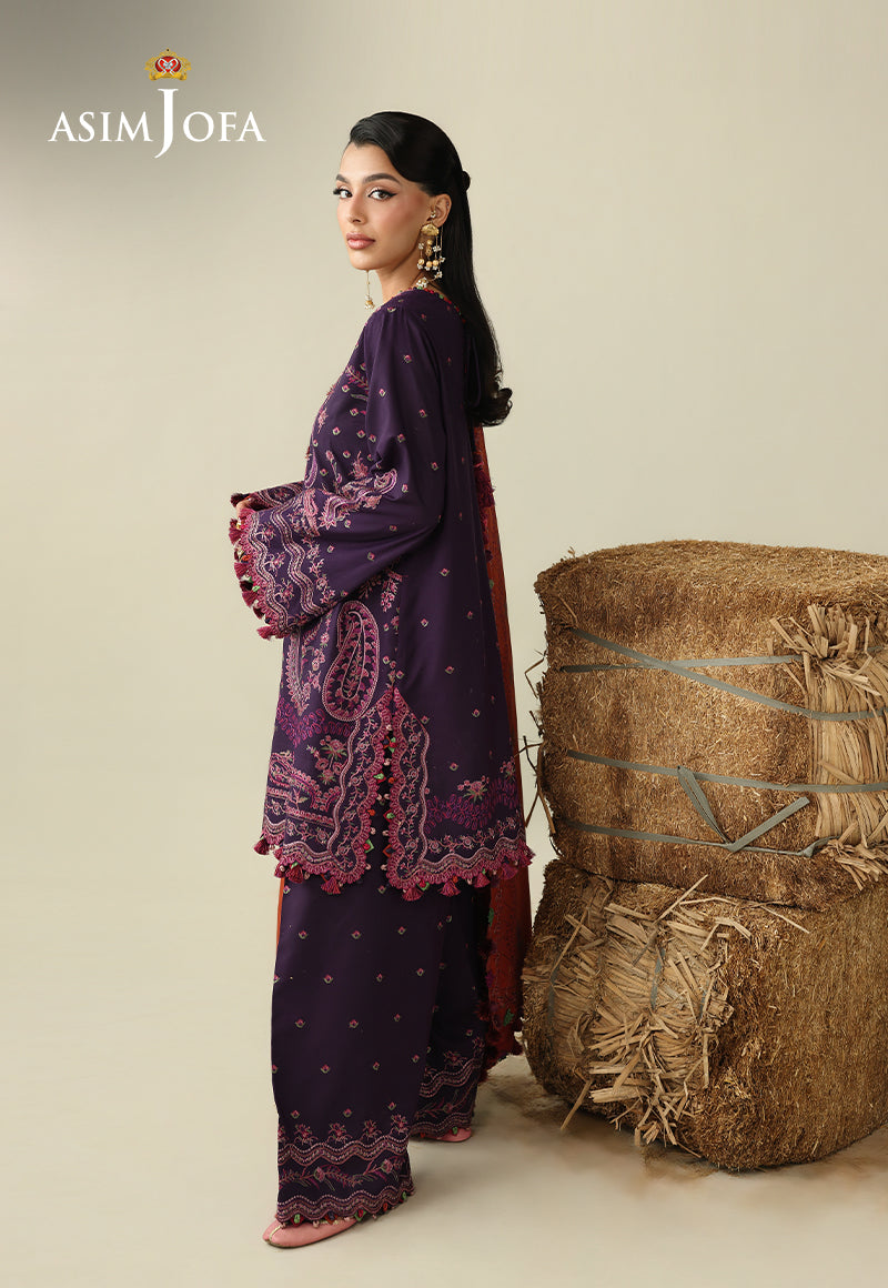 AJULK-05 Embroidered Rod Unstitched 3 Pcs