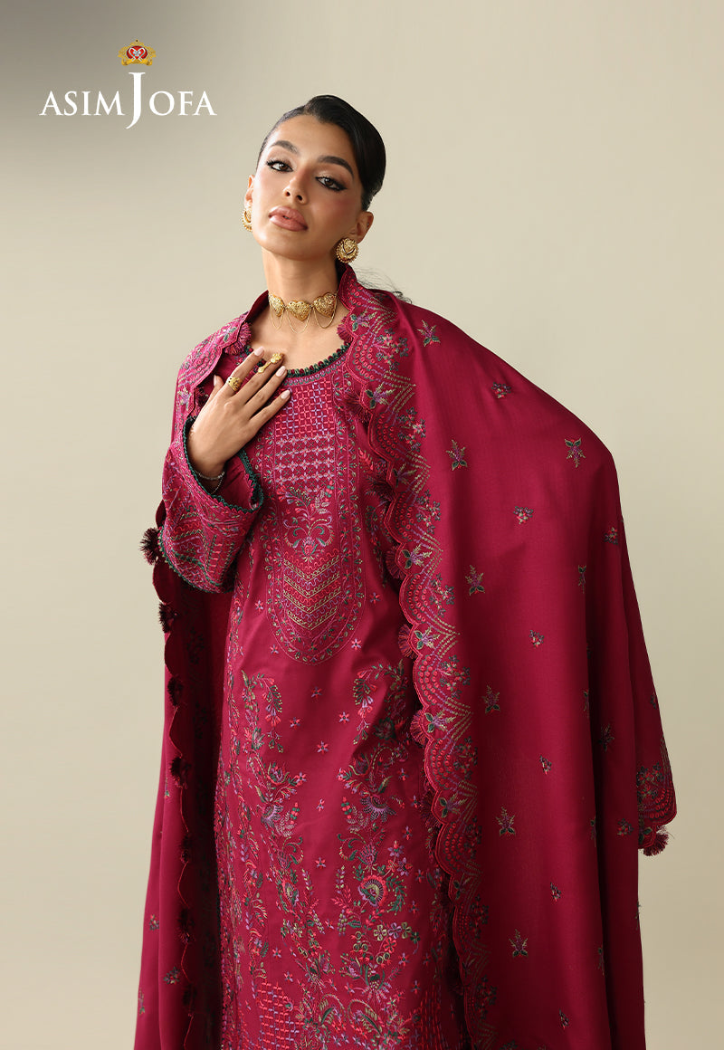 AJULK-07 Embroidered Rod Unstitched 3 Pcs