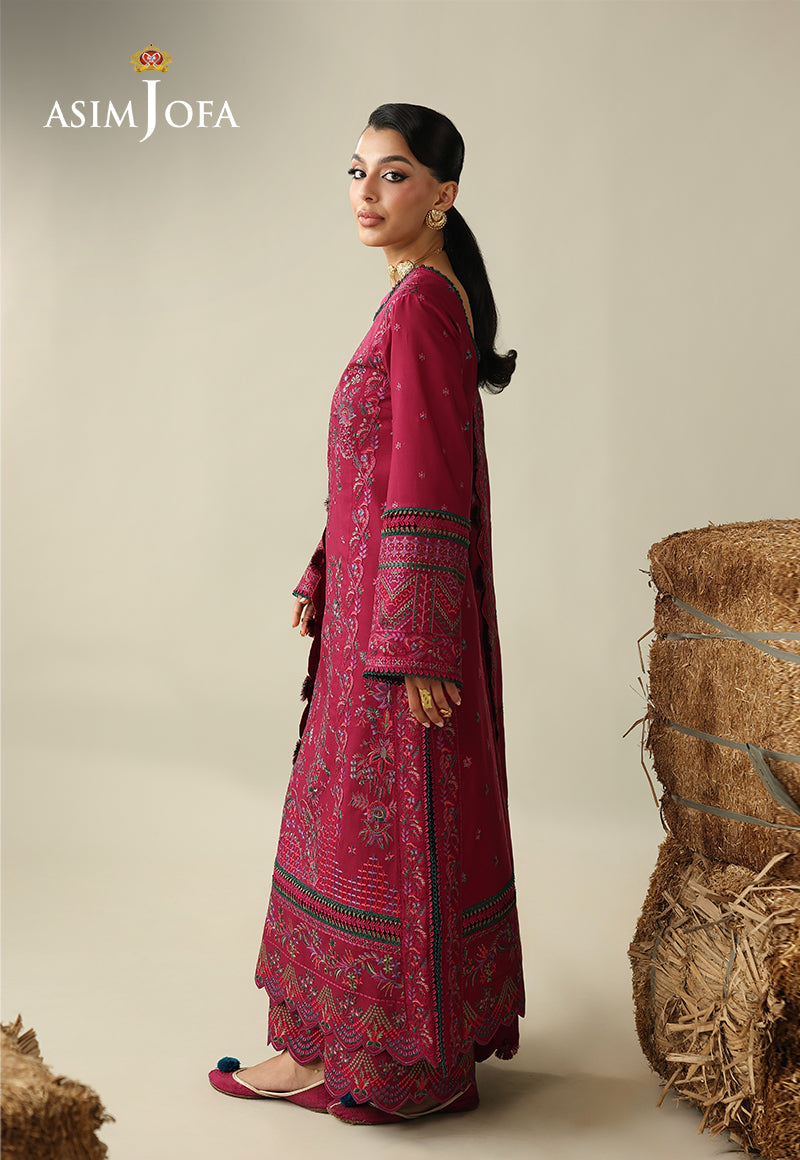 AJULK-07 Embroidered Rod Unstitched 3 Pcs