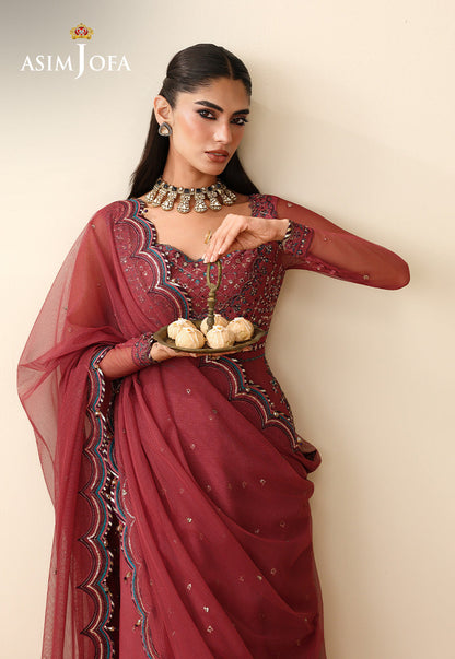 AJULIH-05 Embroidered Poly Net Unstitched 3 Pcs