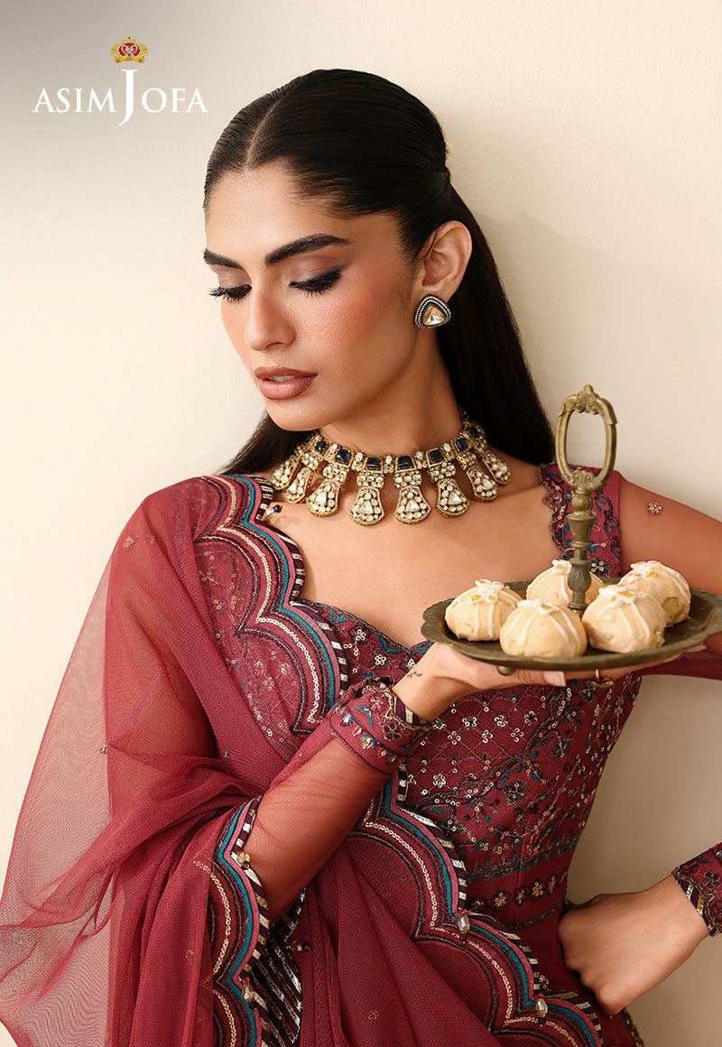 AJULIH-05 Embroidered Poly Net Unstitched 3 Pcs