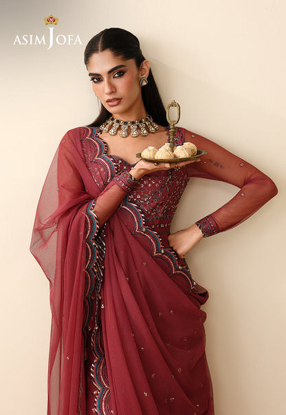 AJULIH-05 Embroidered Poly Net Unstitched 3 Pcs