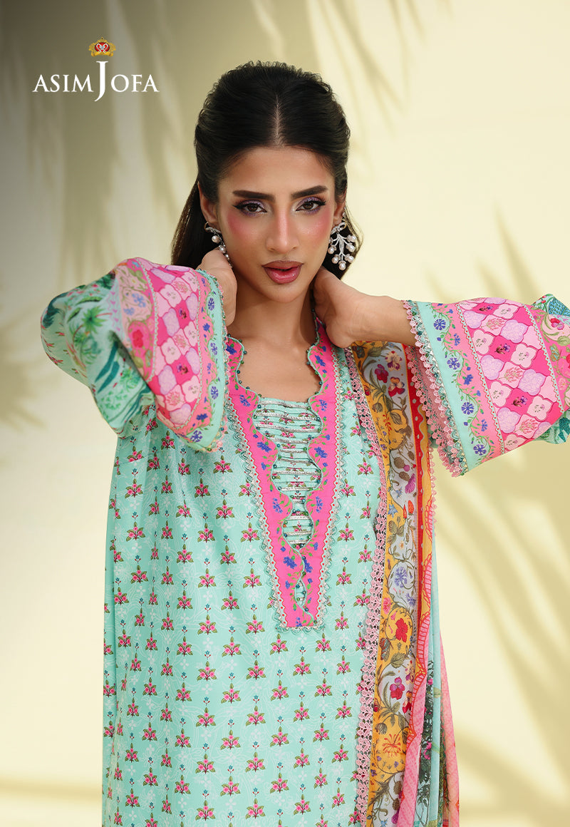 AJUC-07 Printed Crepe Silk Unstitched 3 Pcs