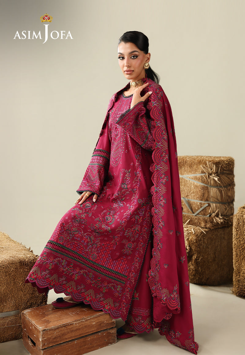 AJULK-07 Embroidered Rod Unstitched 3 Pcs