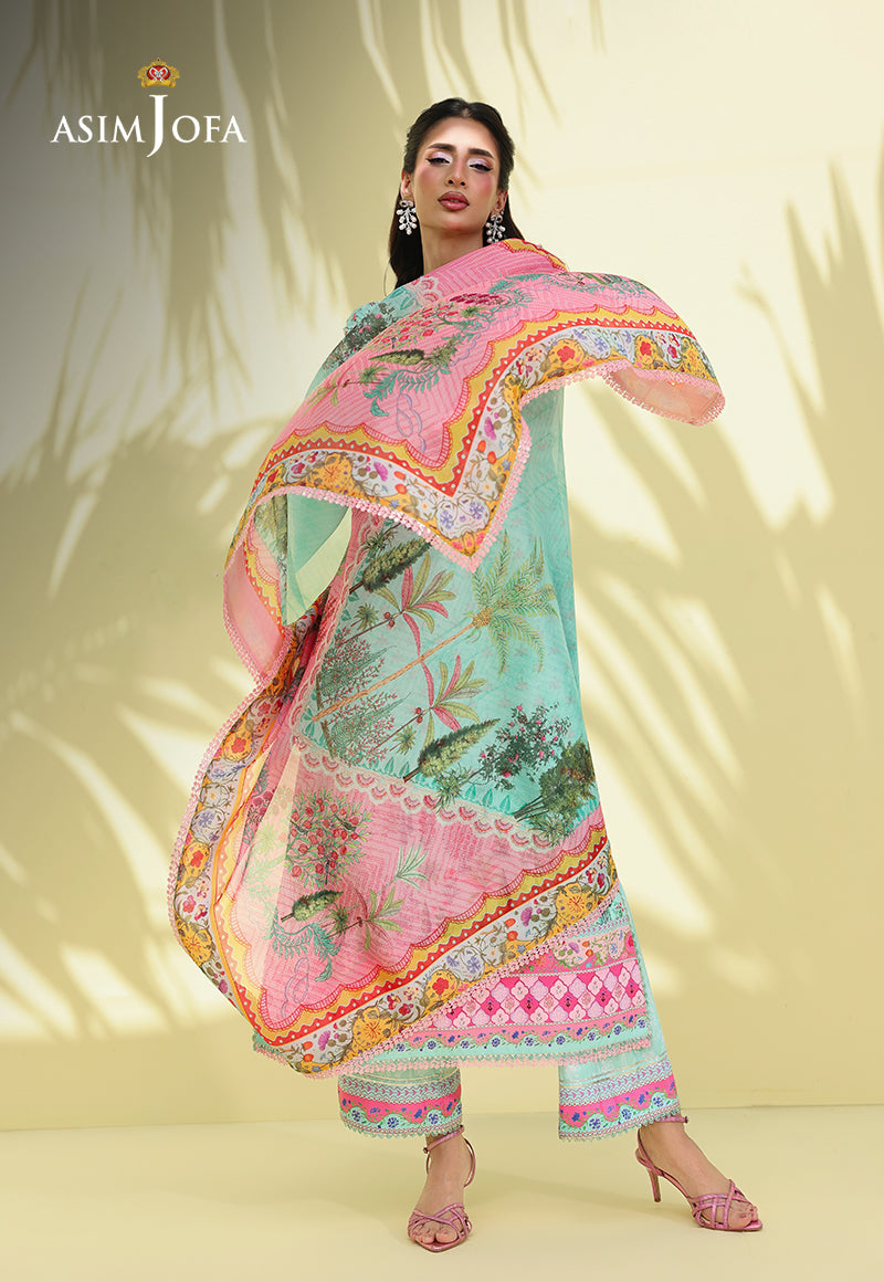 AJUC-07 Printed Crepe Silk Unstitched 3 Pcs