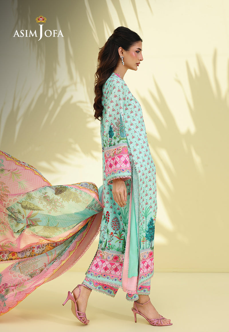 AJUC-07 Printed Crepe Silk Unstitched 3 Pcs
