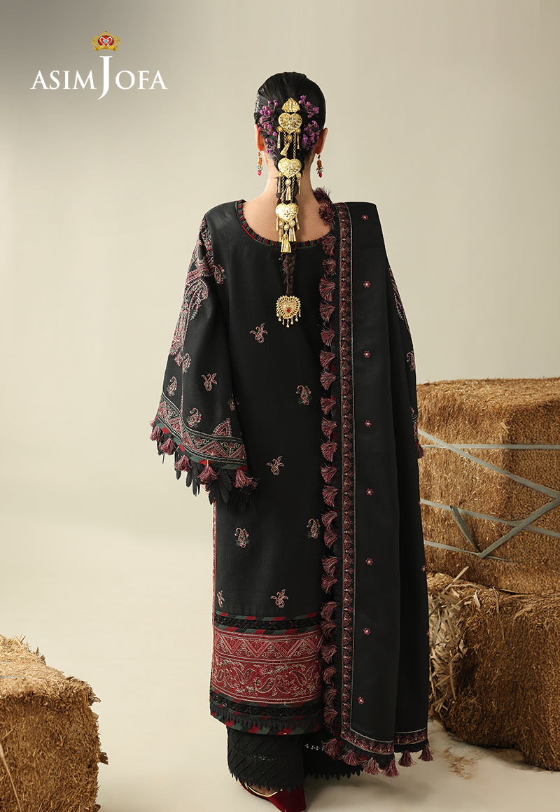 AJULK-01 Embroidered Herringbone Unstitched 3 Pcs