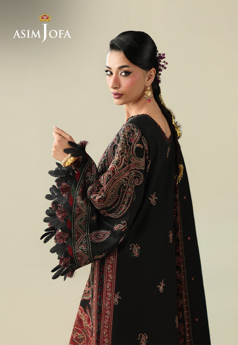 AJULK-01 Embroidered Herringbone Unstitched 3 Pcs
