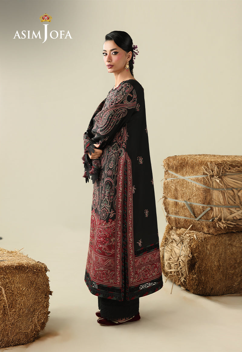 AJULK-01 Embroidered Herringbone Unstitched 3 Pcs