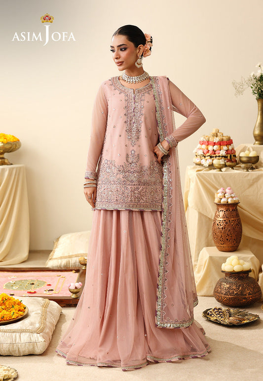 AJULIH-01 Embroidered Poly Net Unstitched 3 Pcs