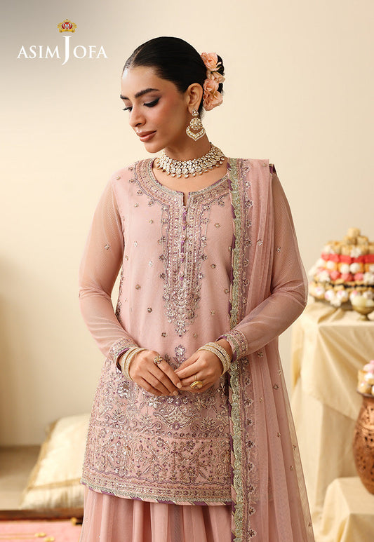 AJULIH-01 Embroidered Poly Net Unstitched 3 Pcs