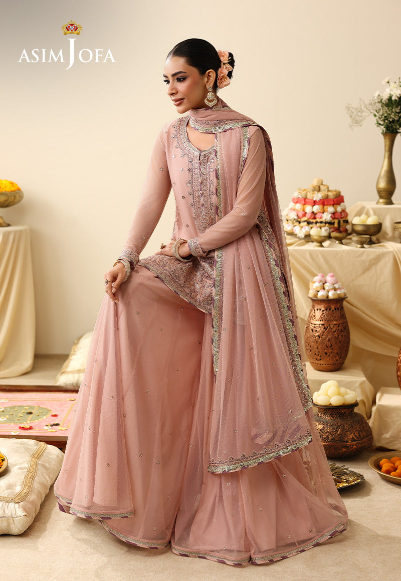 AJULIH-01 Embroidered Poly Net Unstitched 3 Pcs