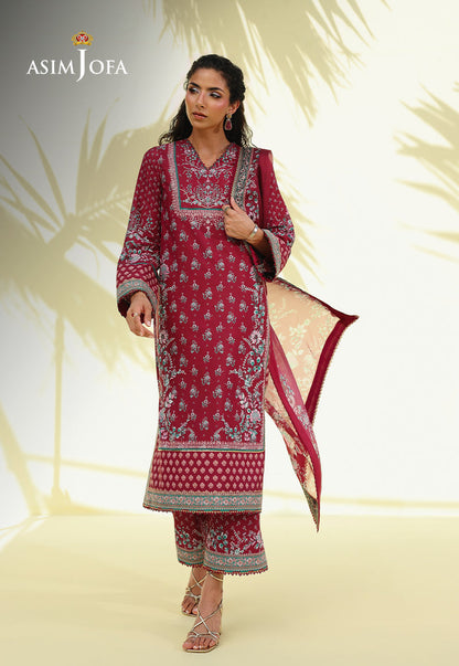 AJUC-05 Printed Crepe Silk Unstitched 3 Pcs
