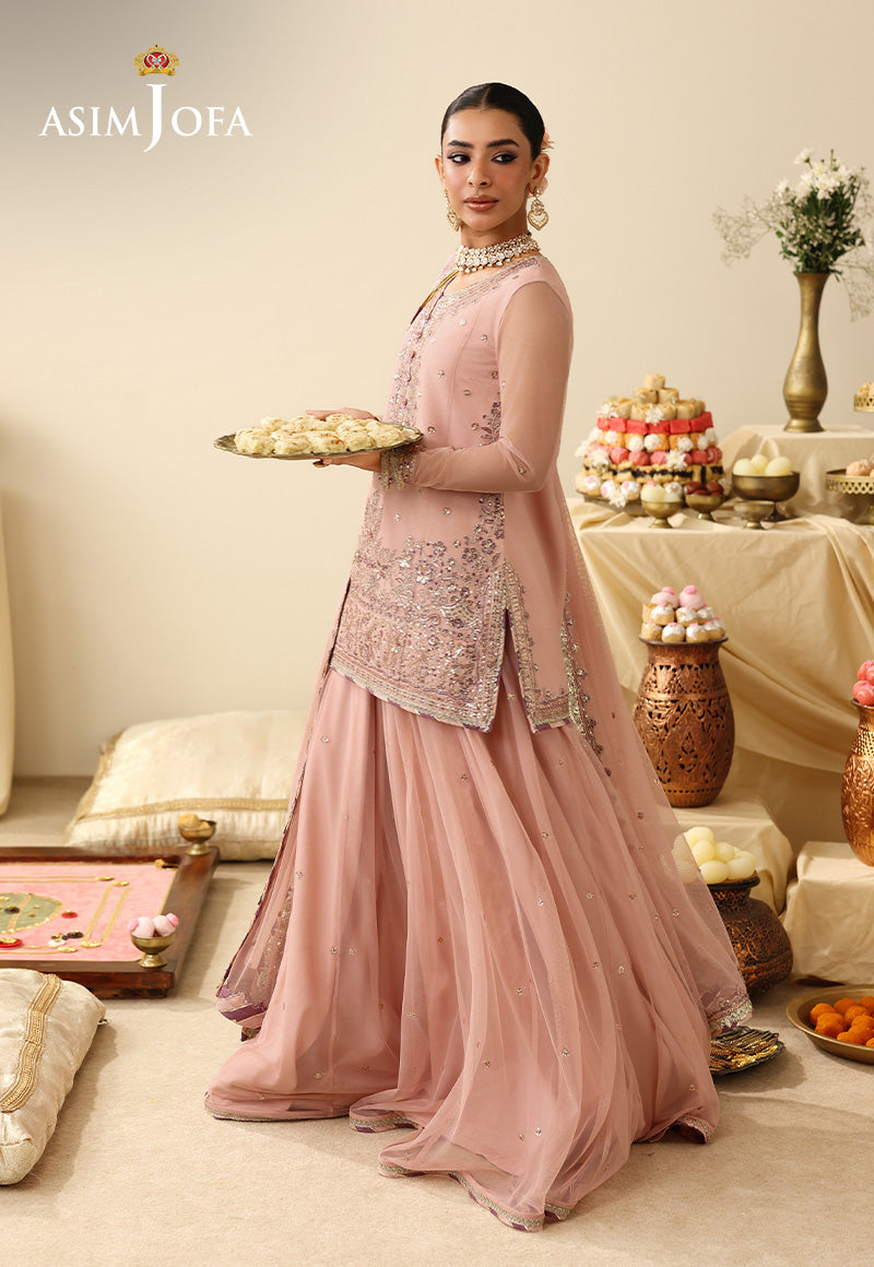 AJULIH-01 Embroidered Poly Net Unstitched 3 Pcs