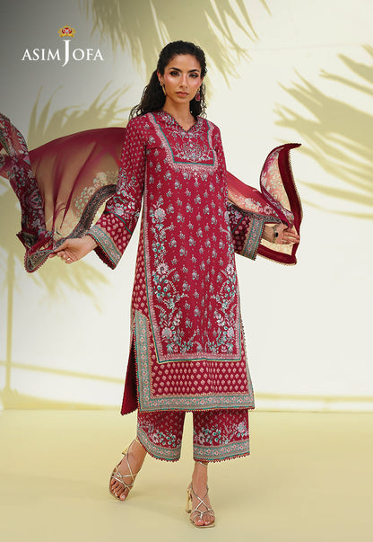AJUC-05 Printed Crepe Silk Unstitched 3 Pcs