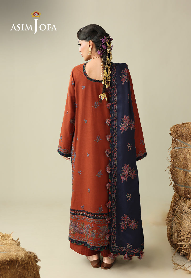 AJULK-02 Embroidered Rod Unstitched 3 Pcs