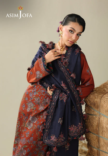 AJULK-02 Embroidered Rod Unstitched 3 Pcs