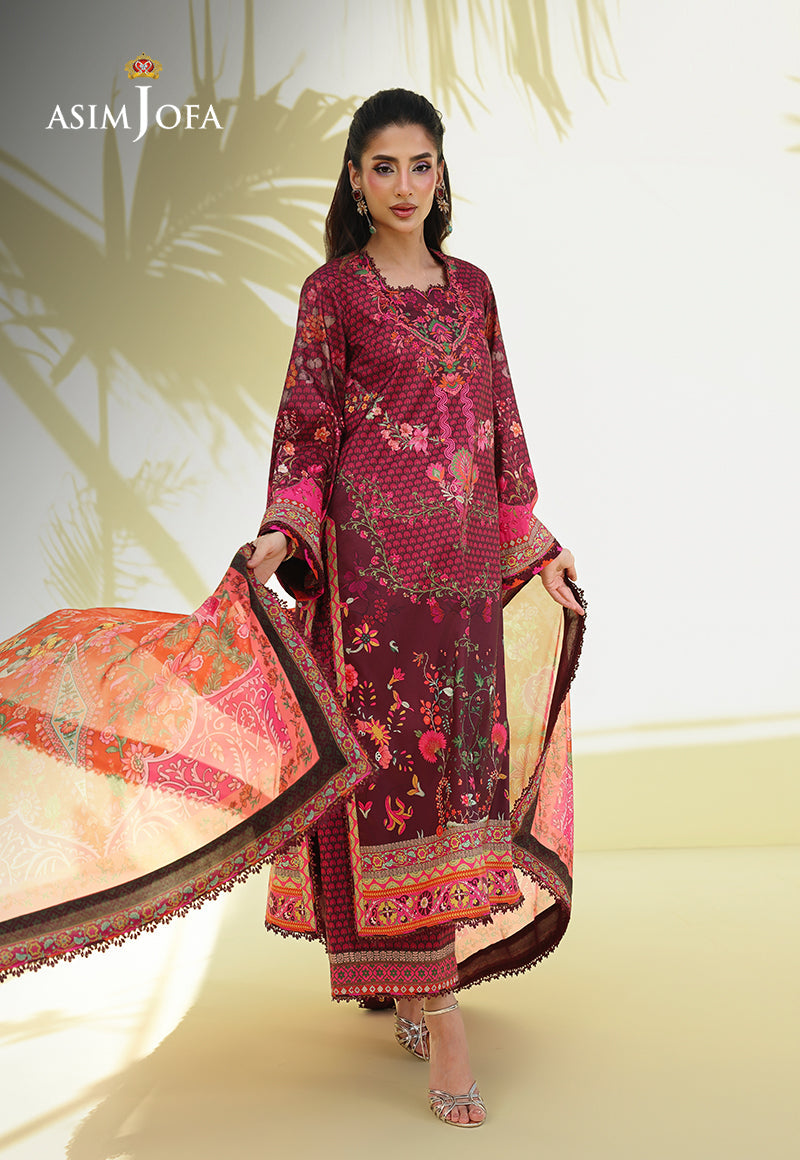 AJUC-02 Printed Katan Silk Unstitched 3 Pcs