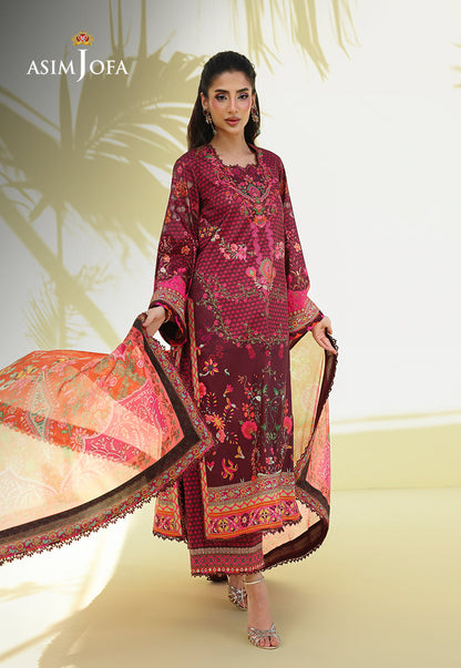 AJUC-02 Printed Katan Silk Unstitched 3 Pcs