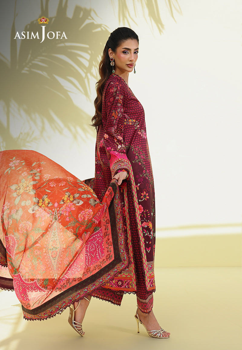AJUC-02 Printed Katan Silk Unstitched 3 Pcs